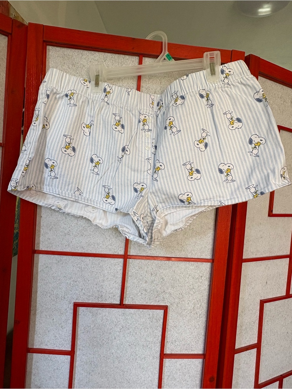Peanuts Blue & White Striped Snoopy Pajama Shorts